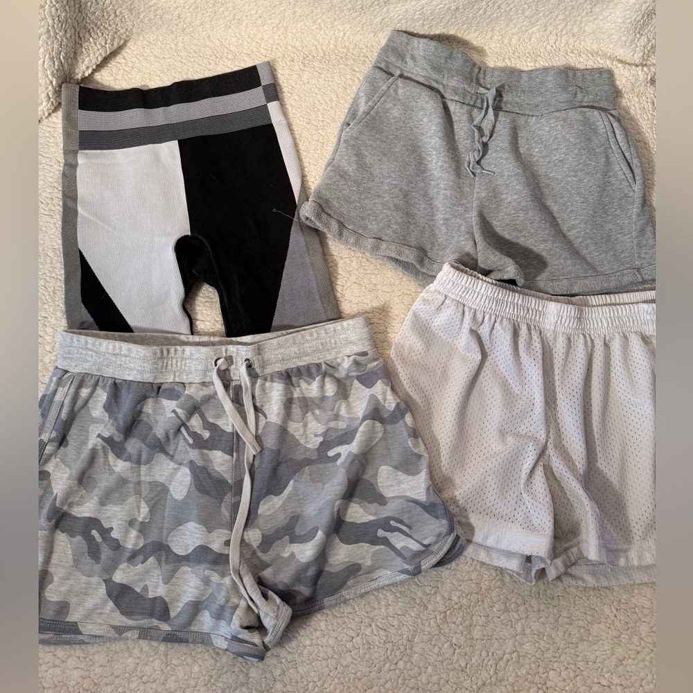 Set of Athletic Shorts. Gray, white, black. Casual comfy shorts. Size Small.
